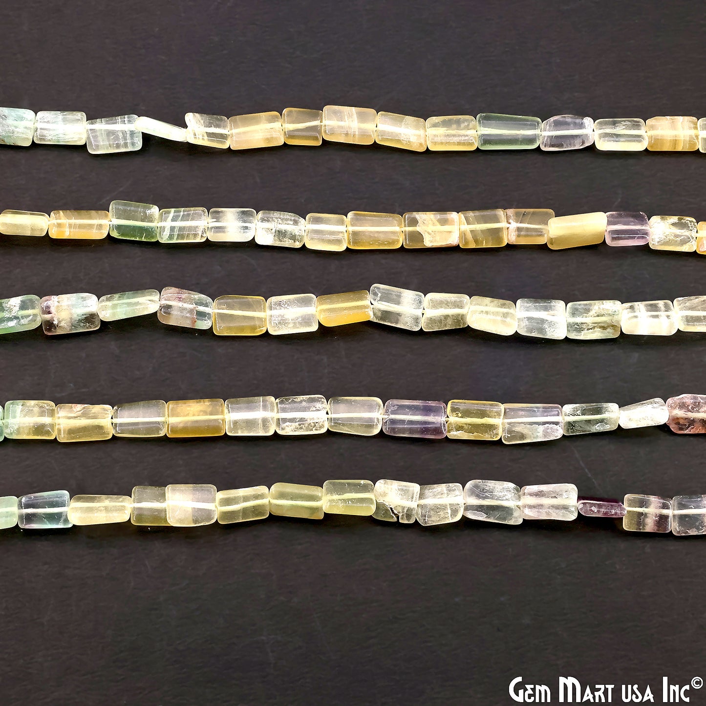 Fluorite Smooth Square Drilled Beads 7-10X6-7mm Waist Beads, Rondelle Bead Strand 13 Inch