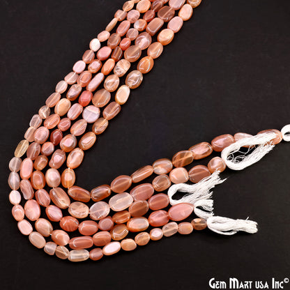 Peach Moonstone Tumble Beads Free Form Drilled Beads 9-13X6-7mm Waist Beads, Rondelle Bead Strand 13 Inch