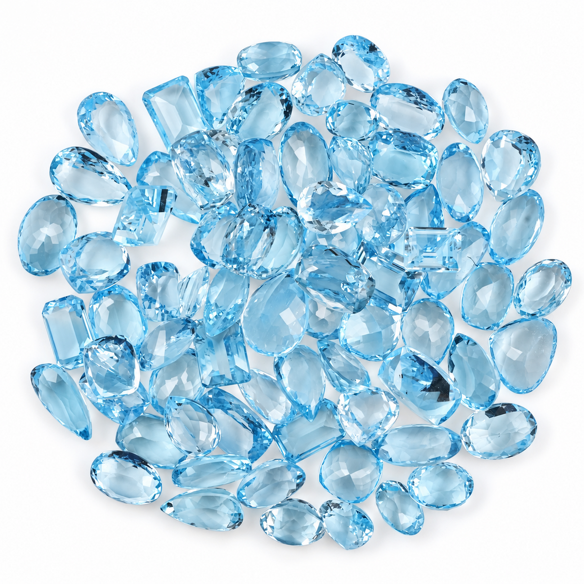 Blue Topaz Wholesale Gemstones, 100% Natural Semi-Precious Gems, Blue Faceted Loose Gems, 10-20mm, Mixed, 50+ Carats