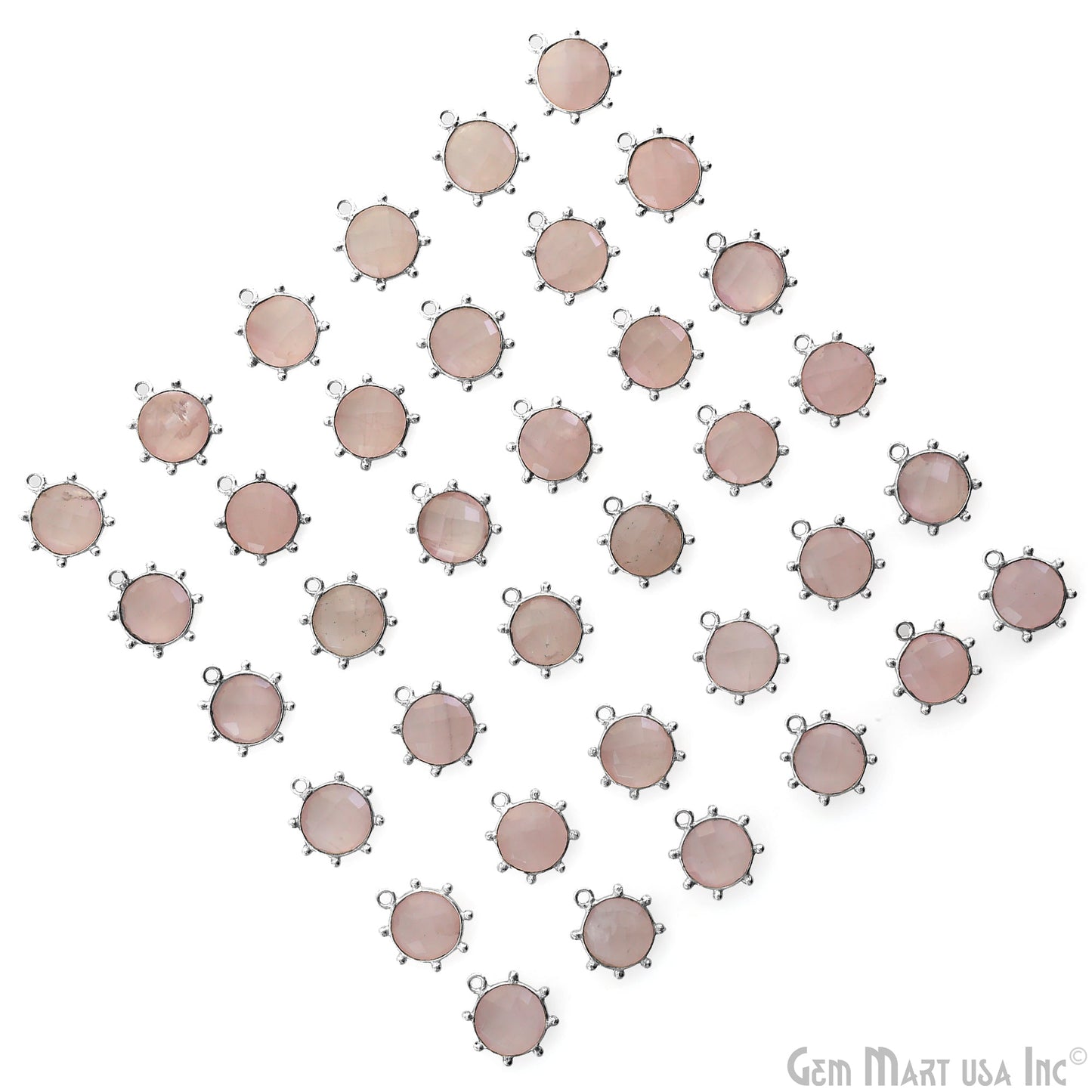 Round 15x13mm Design Bezel Silver Plated Single Bail Gemstone Connector