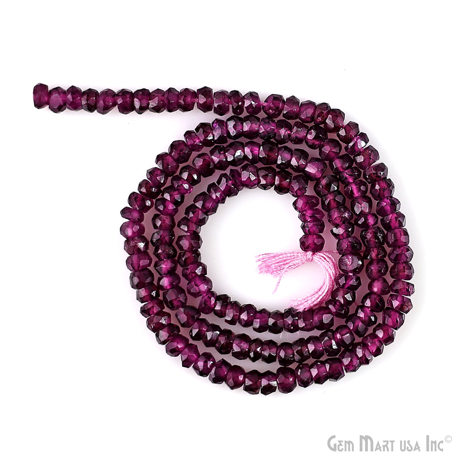 Rhodolite Rondelle Beads, 12.5 Inch Gemstone Strands, Drilled Strung Nugget Beads, Faceted Round, 3-4mm