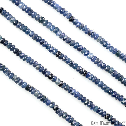 Iolite Rondelle Beads, 12.5 Inch Gemstone Strands, Drilled Strung Nugget Beads, Faceted Round, 3-4mm