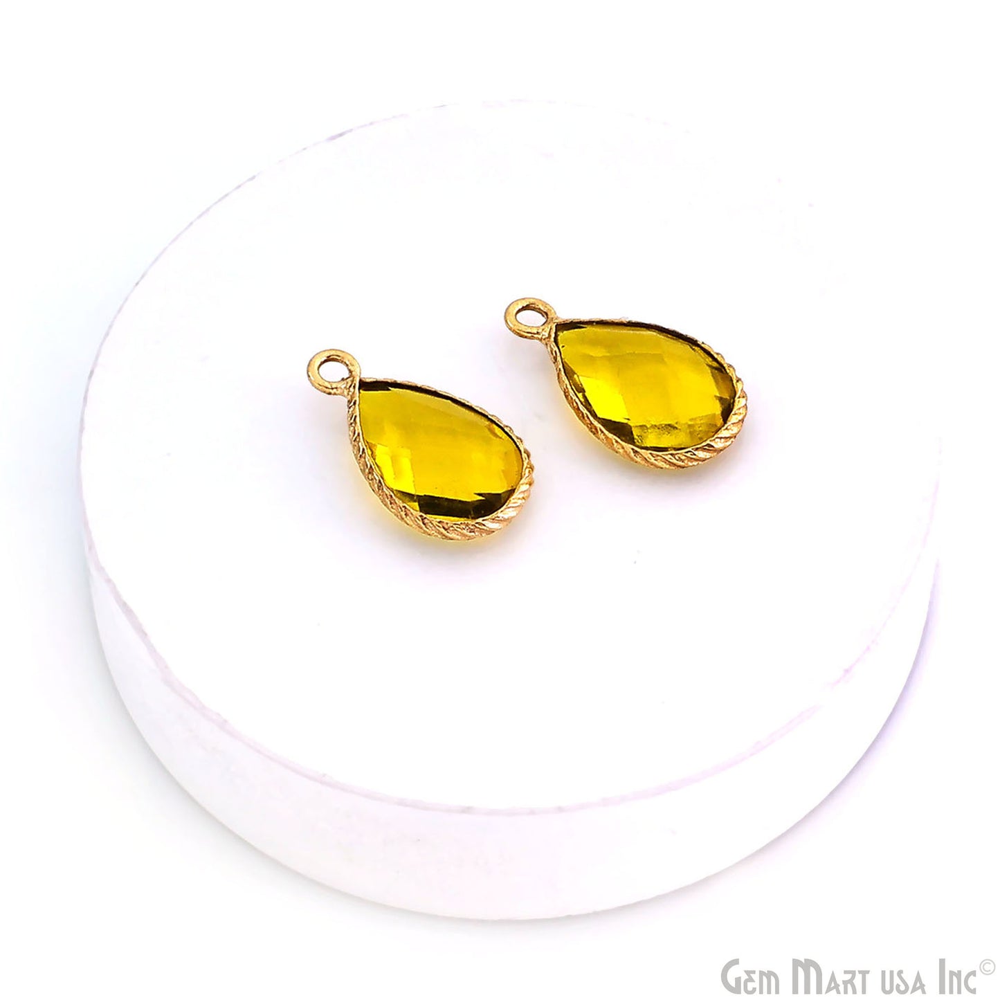 Gemstone Pears 8x12mm Gold Plated Design Bezel Connector