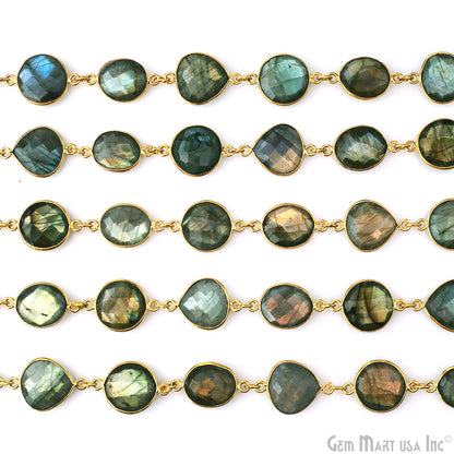 Labradorite Mix Shape 10-15mm Gold Plated Continuous Connector Chain