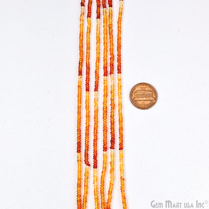 Carnelian Rondelle Beads, 17 Inch Gemstone Strands, Drilled Strung Nugget Beads, Faceted Round, 3mm