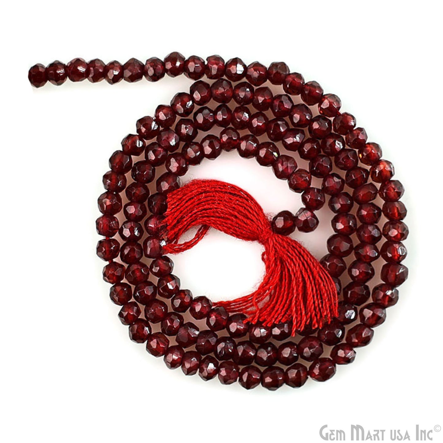 Garnet Rondelle Beads, 12.5 Inch Gemstone Strands, Drilled Strung Nugget Beads, Faceted Round, 2-2.5mm