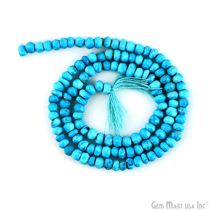 Turquoise Rondelle Beads, 12.5 Inch Gemstone Strands, Drilled Strung Nugget Beads, Faceted Round, 3-4mm