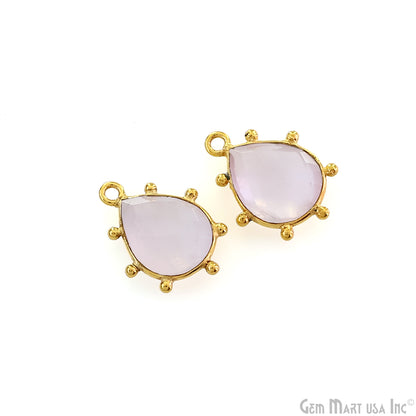 Rose Quartz Pears 18x13mm Design Bezel Gold Plated Single Bail Gemstone Connector