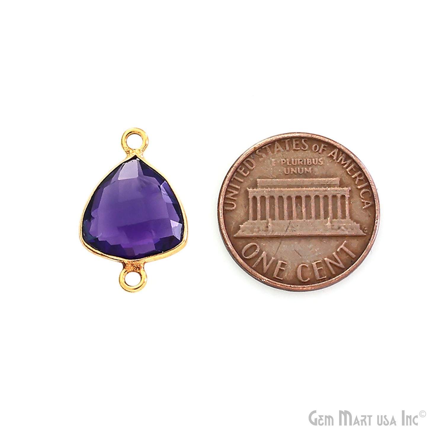 Trillion 12mm Gold Bezel Double Bail Gemstone Connector