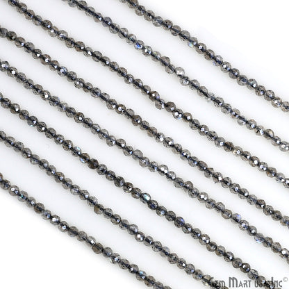 Mistique Labradorite Rondelle Beads, 12.5 Inch Gemstone Strands, Drilled Strung Nugget Beads, Faceted Round, 3-4mm