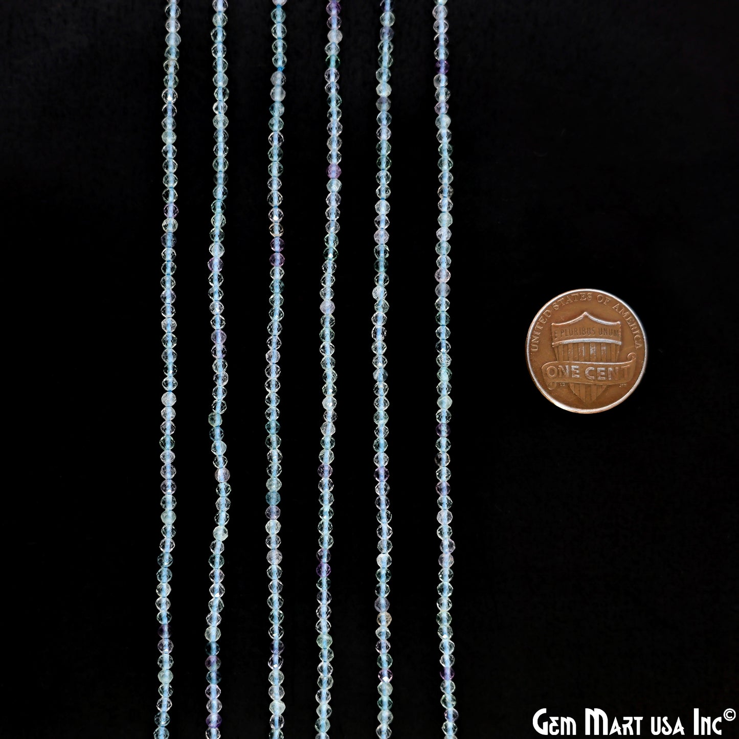 Blue Flourite Rondelle Beads, 12-13 Inch Gemstone Strands, Drilled Strung Nugget Beads, Faceted Round, 2-2.5mm