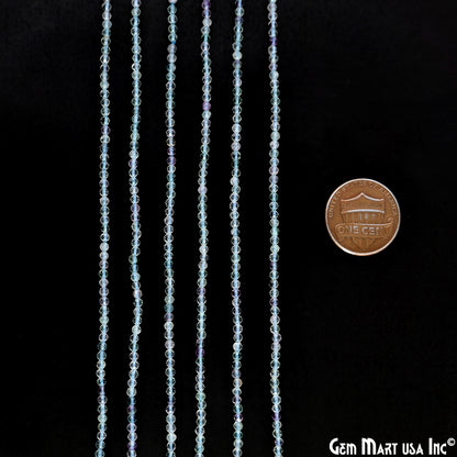 Blue Flourite Rondelle Beads, 12-13 Inch Gemstone Strands, Drilled Strung Nugget Beads, Faceted Round, 2-2.5mm