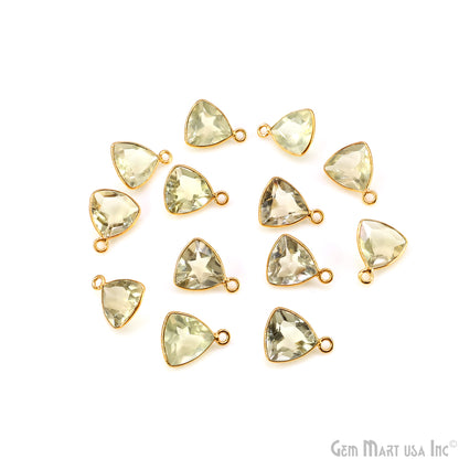 Lemon Topaz Trillion 10mm Brilliant Cut Gold Plated Bezel Single Bail Gemstone Connector