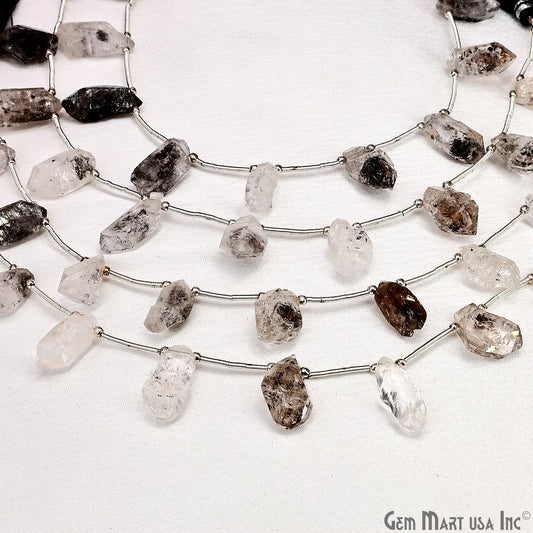 Herkimer Diamond Rough Beads, 9.5 Inch Gemstone Strands, Drilled Strung Briolette Beads, Free Form, 12x20mm