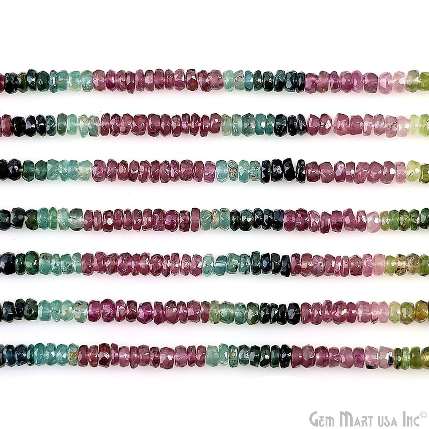 Tourmaline Rondelle Beads, 12.5 Inch Gemstone Strands, Drilled Strung Nugget Beads, Faceted Round, 3-4mm