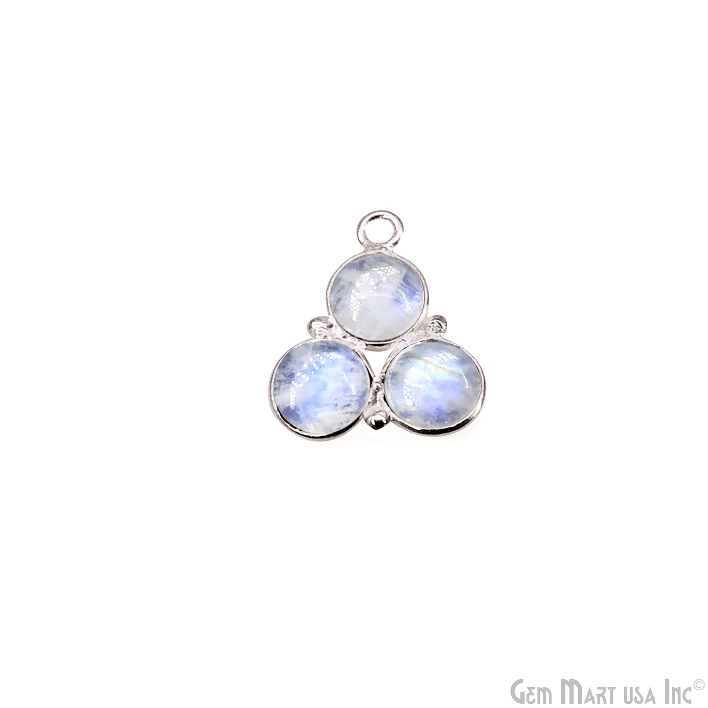 Rainbow Moonstone Gemstone 16x13mm Prong Setting Silver Plated Component Connector