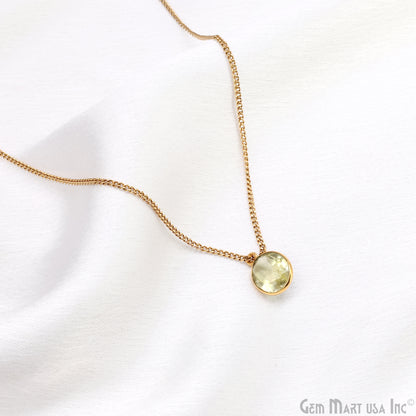 Oval 9x11mm Brilliant Cut Gold Plated Bezel Single Bail Connector