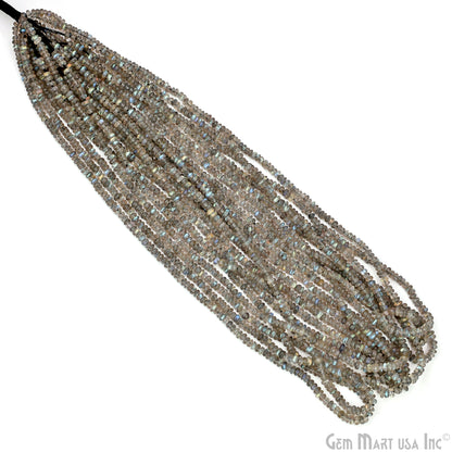 Labradorite Rondelle Beads, 17 Inch Gemstone Strands, Drilled Strung Nugget Beads, Faceted Round, 3mm