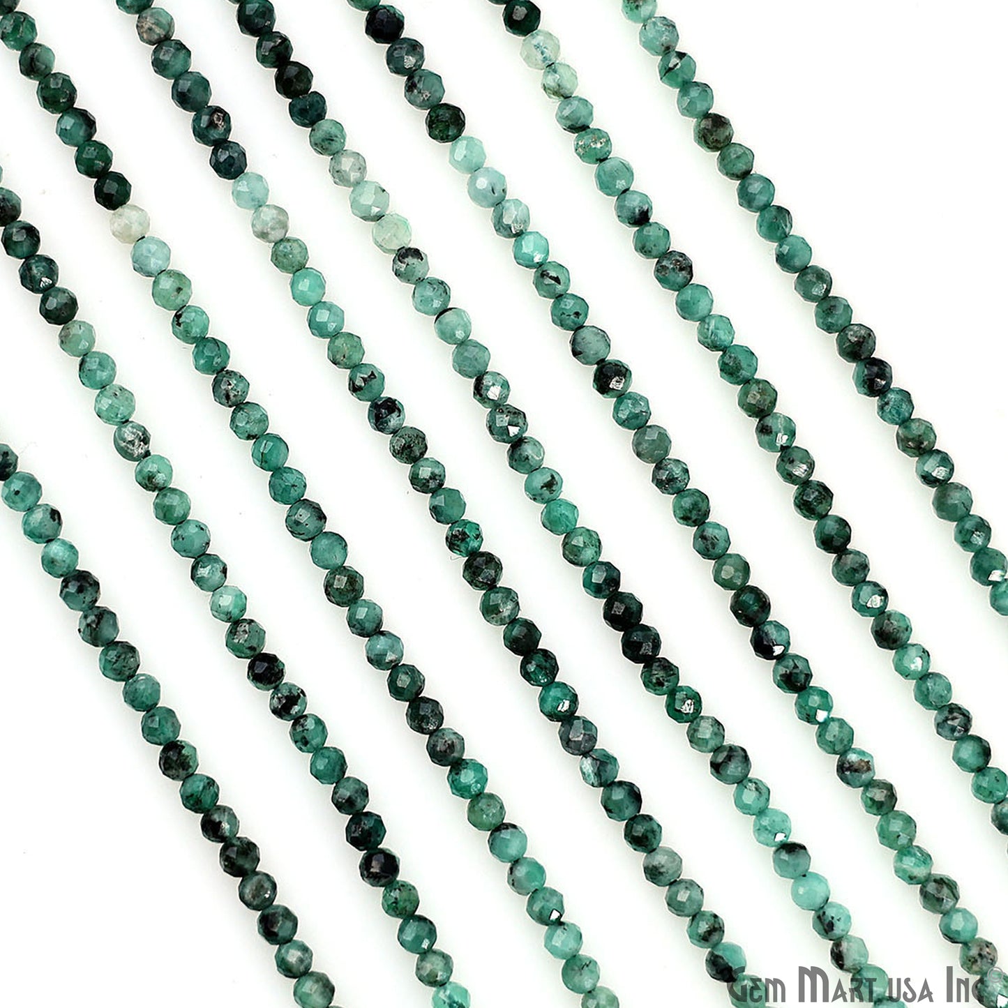 Emerald Rondelle Beads, 13 Inch Gemstone Strands, Drilled Strung Nugget Beads, Faceted Round, 2-2.5mm