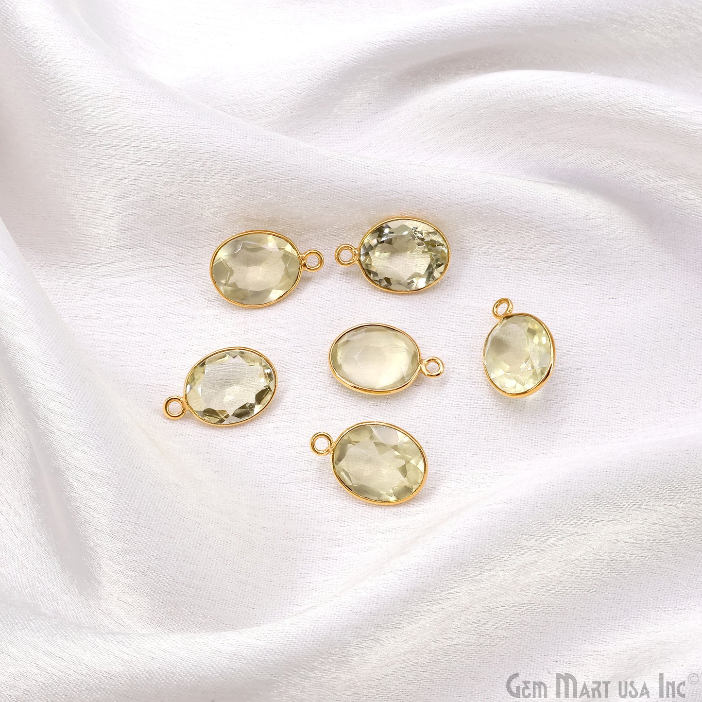 Lemon Topaz 10x12mm Oval Brilliant Cut Gold Plated Bezel Single Bail Connector