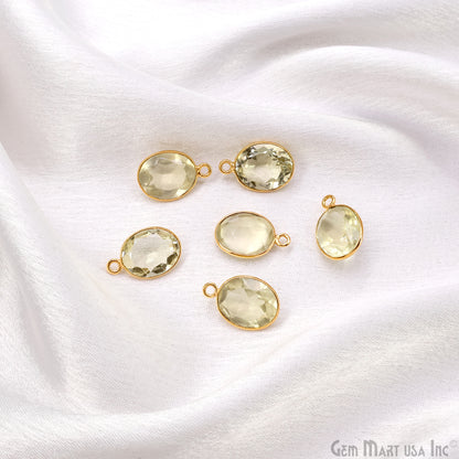 Lemon Topaz 10x12mm Oval Brilliant Cut Gold Plated Bezel Single Bail Connector