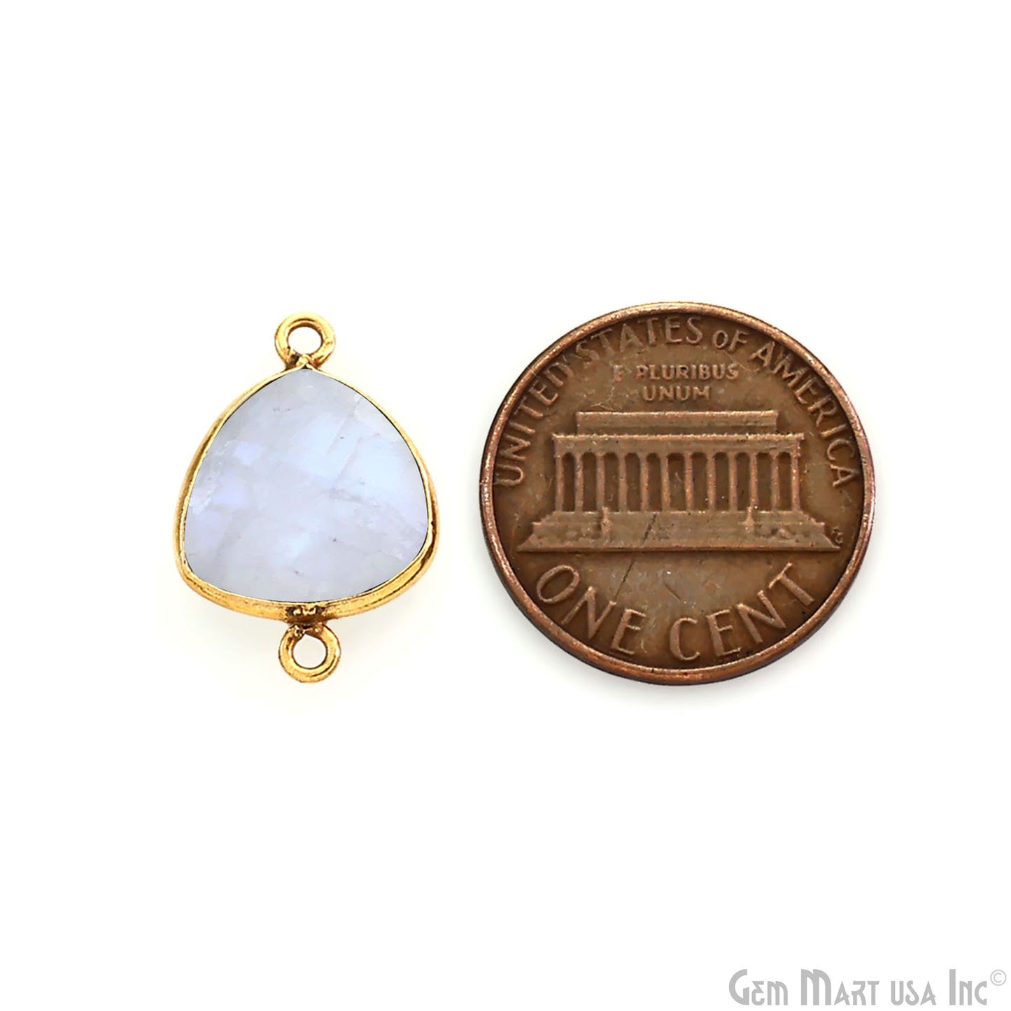 Trillion 12mm Gold Bezel Double Bail Gemstone Connector