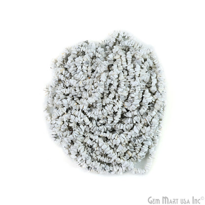 Howlite Chip Beads, 34 Inch, Natural Chip Strands, Drilled Strung Nugget Beads, 3-7mm, Polished, GemMartUSA (CHHW-70001)