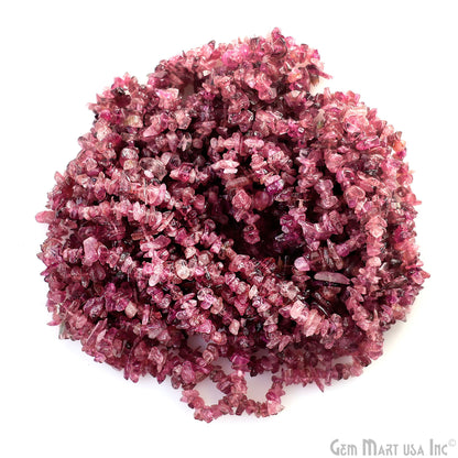 Pink Tourmaline Chip Beads, 34 Inch, Natural Chip Strands, Drilled Strung Nugget Beads, 3-7mm, Polished, GemmartUSA (CHTO-70001)
