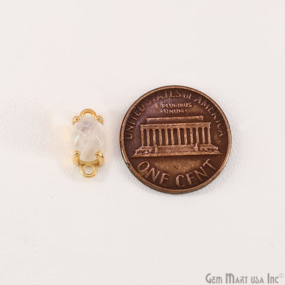 Rainbow Moonstone Cabochon Oval Prong Gold Plated Bail Connector