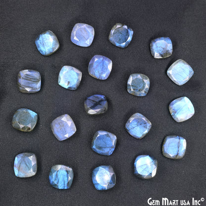 Labradorite Wholesale Gemstones, 100% Natural Semi-Precious Gems, Blue Flash Faceted Loose Gems, 14mm, Cushion, 2PC Lot