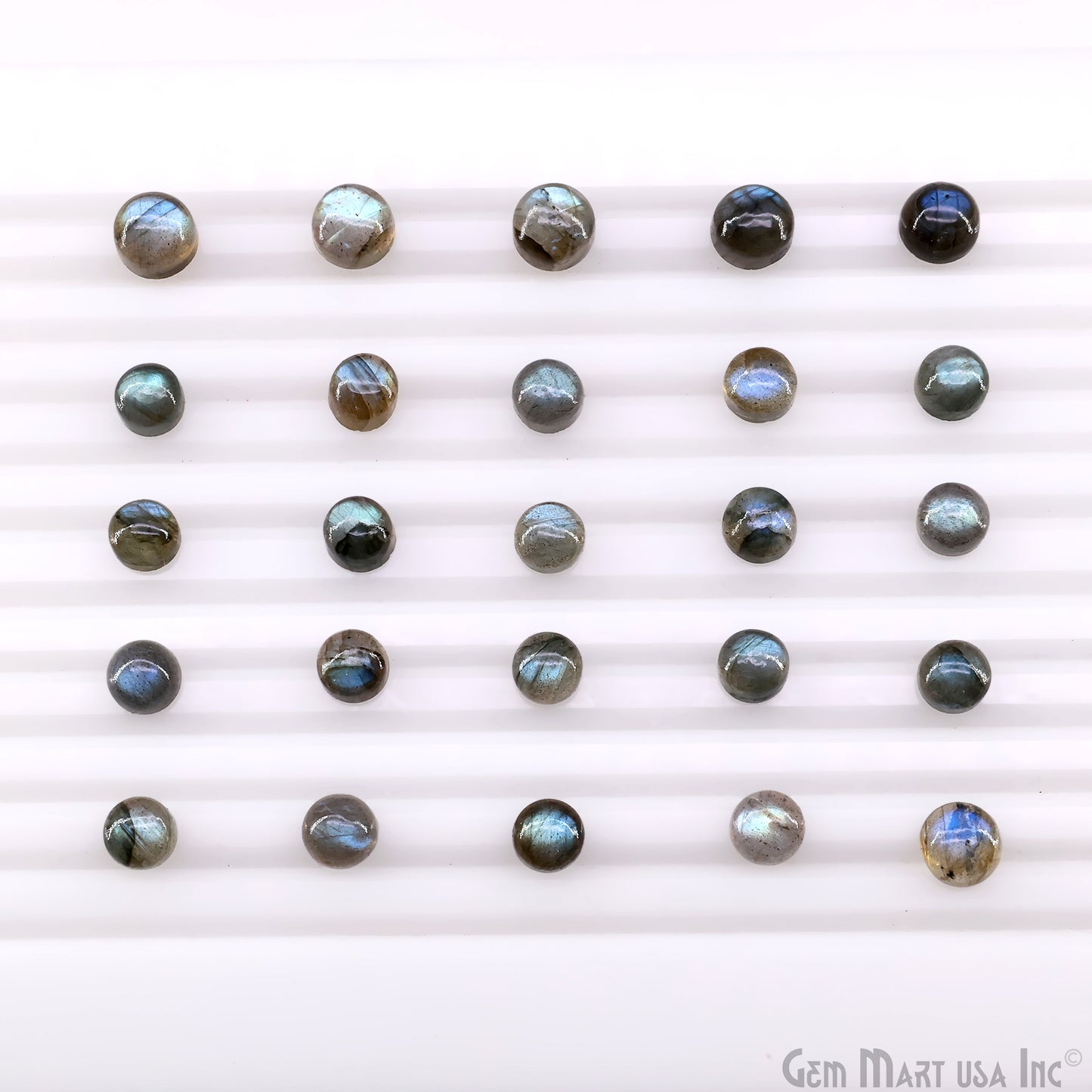 Labradorite Wholesale Gemstones, 100% Natural Semi-Precious Gems, Blue Flash Cabochon Loose Gems, 5mm, Round, 10PC Lot