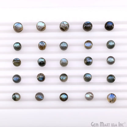Labradorite Wholesale Gemstones, 100% Natural Semi-Precious Gems, Blue Flash Cabochon Loose Gems, 5mm, Round, 10PC Lot