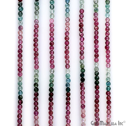 Multi Tourmaline Rondelle Beads, 12-13 Inch Gemstone Strands, Drilled Strung Nugget Beads, Faceted Round, 2-2.5mm