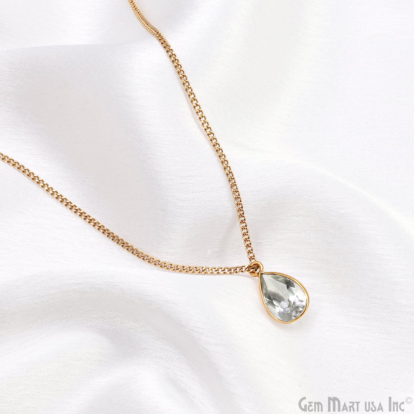 Pears 8x12mm Brilliant Cut Gold Plated Bezel Single Bail Gemstone Connector