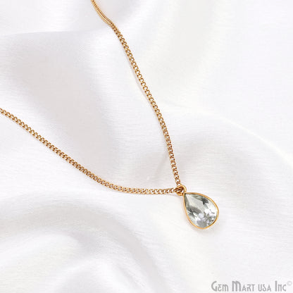 Pears 8x12mm Brilliant Cut Gold Plated Bezel Single Bail Gemstone Connector