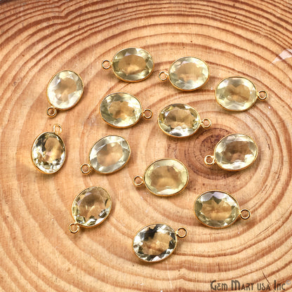Lemon Topaz 10x12mm Oval Brilliant Cut Gold Plated Bezel Single Bail Connector