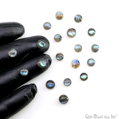 Labradorite Wholesale Gemstones, 100% Natural Semi-Precious Gems, Blue Flash Cabochon Loose Gems, 5mm, Round, 10PC Lot