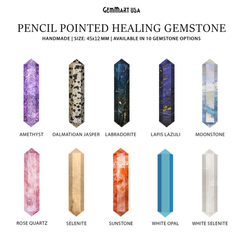 Healing Gemstone Spiritual Pencil 45x12mm Double Pointed