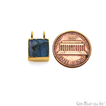 Gemstone Square 14x10mm Cat Bail Gold Electroplated Connectors