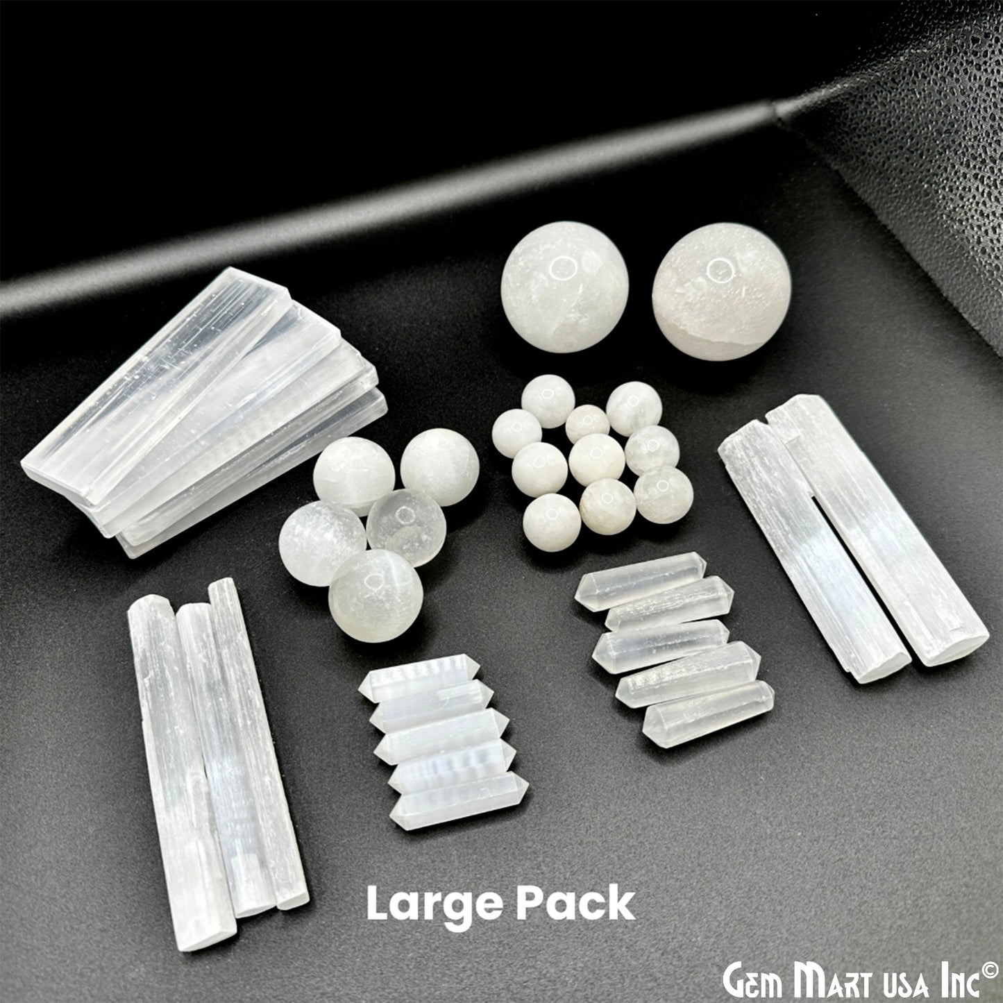 Selenite Crystals Pack, Bulk Selenite Wand and Sphere, 100% Natural Gemstones, Wholesale Resale Supply, Gift Set, 5pcs+, GemMartUSA