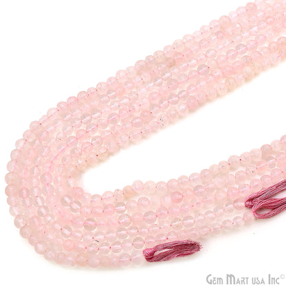 Rose Quartz Smooth Round Drilled Beads 3-5mm Waist Beads, Rondelle Bead Strand 13 Inch