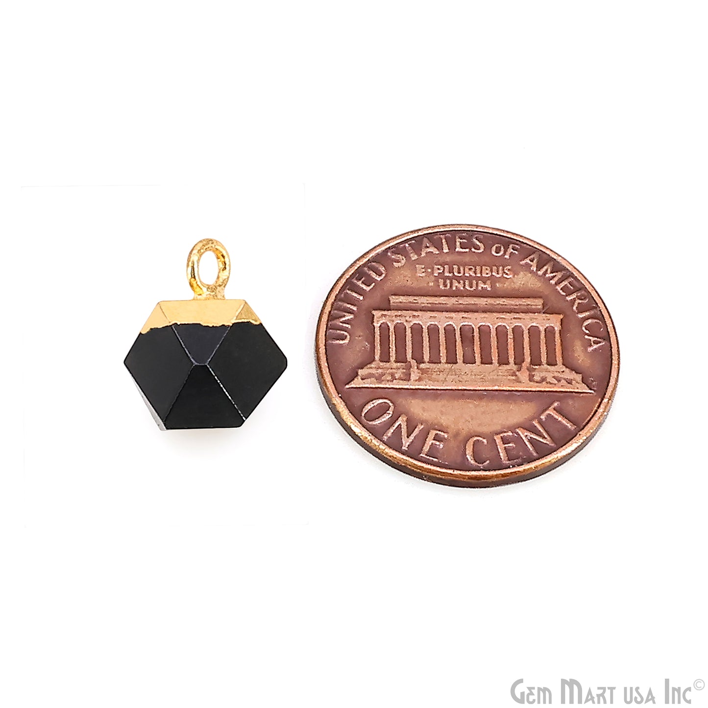 Gemstone Hexagonal Prism Shape Pendant 12x10mm Gold Plated Charm for DIY Jewelry