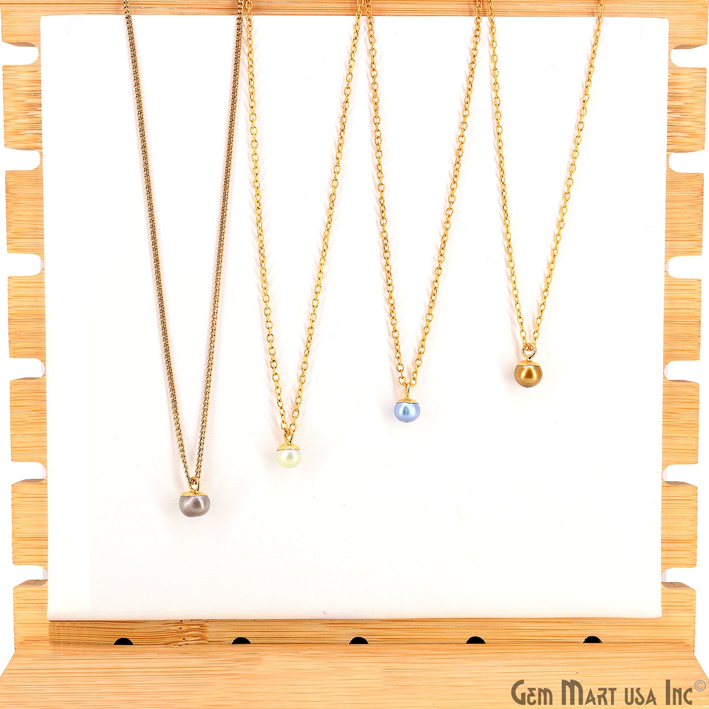 Pearl Freeform Cabochon Charm With Gold Electroplated Cap Single Bail Pendant