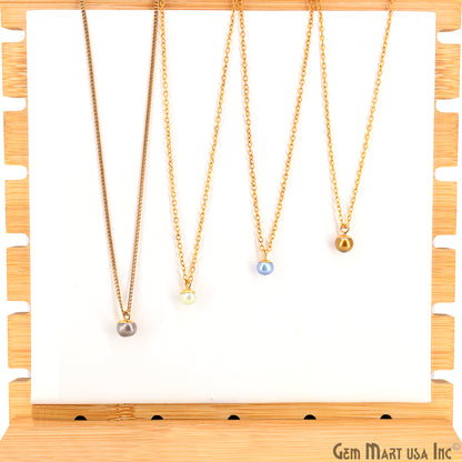 Pearl Freeform Cabochon Charm With Gold Electroplated Cap Single Bail Pendant