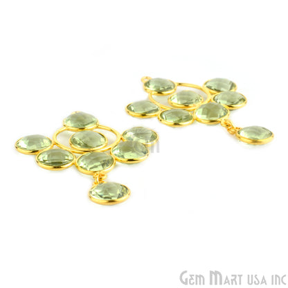 Green Amethyst 49x33mm Gold Plated Gemstone Bezel Component