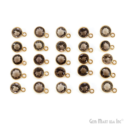 Round 7mm Brilliant Cut Gold Plated Bezel Single Bail Gemstone Connector