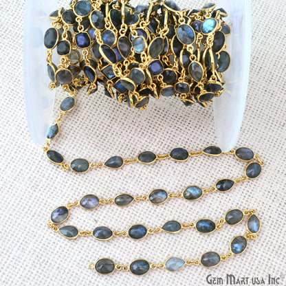 Labradorite Mix Shape 10mm Gold Plated Continuous Connector Chain