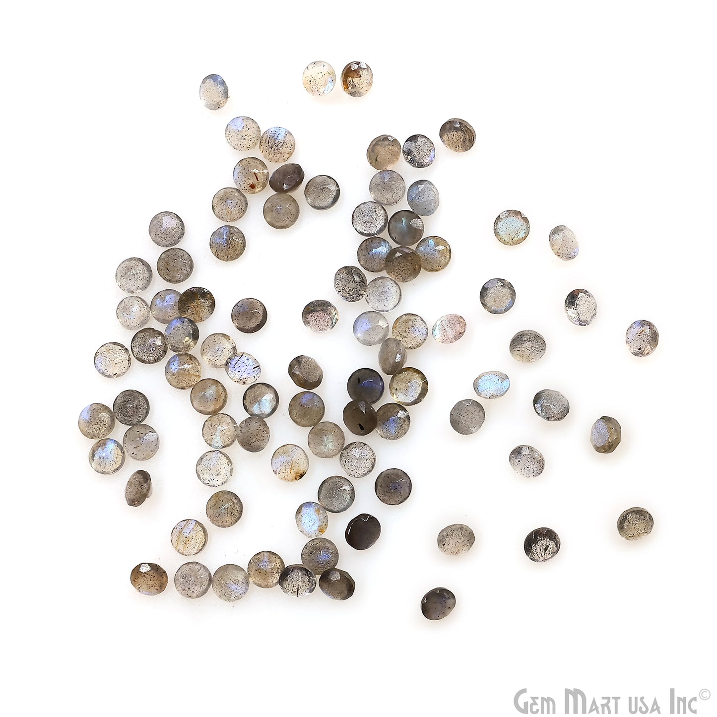 Labradorite Wholesale Gemstones, 100% Natural Semi-Precious Gems, Blue Flash Faceted Loose Gems, 5mm, Round, 10PC Lot