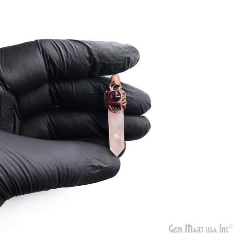 Rose Quartz with Garnet Polymer Clay Crystal Pendant, Dowsing Clay Single Bail Pendant