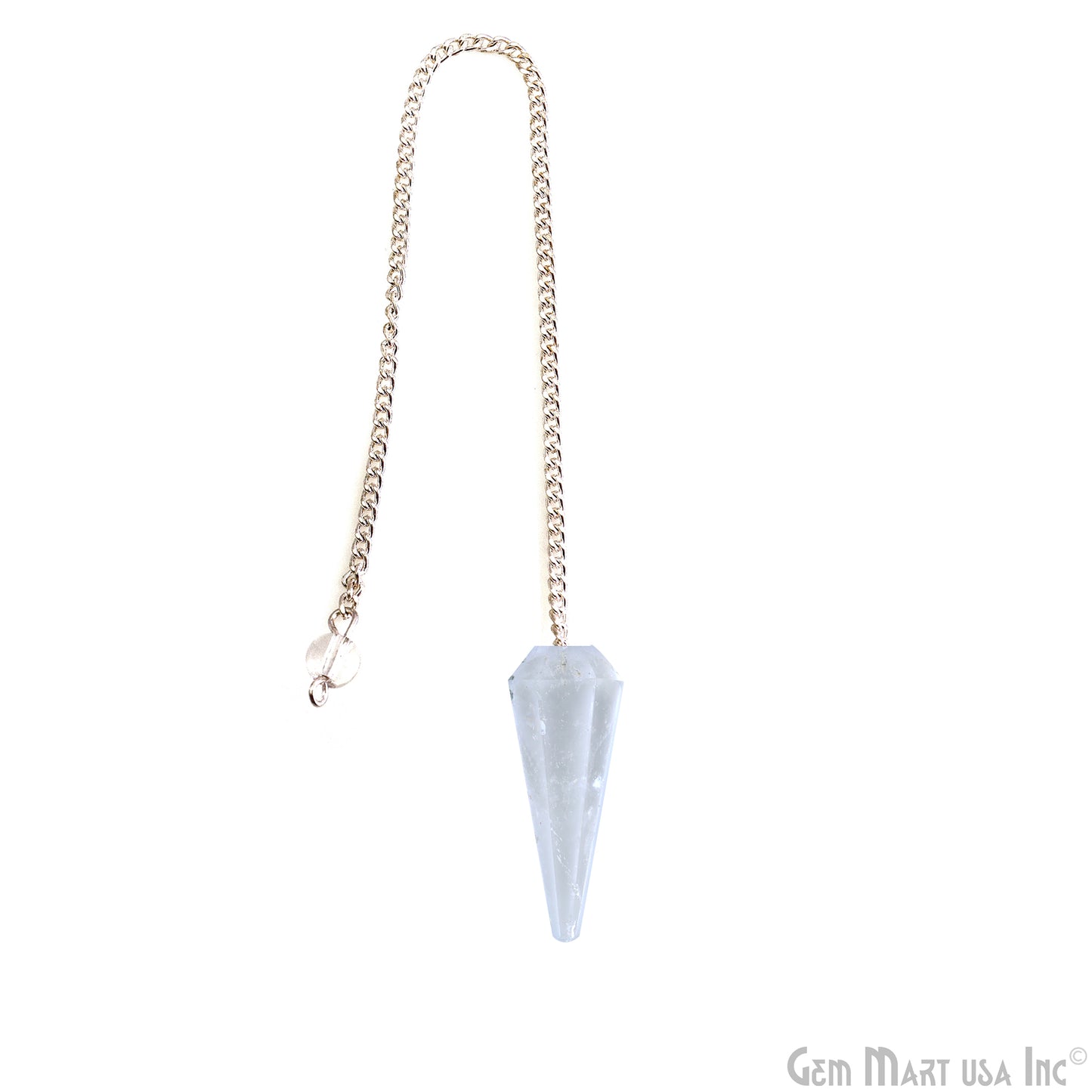 Gemstone Pendulum Silver Healing Dowsing Pointed Pendant 48x19MM